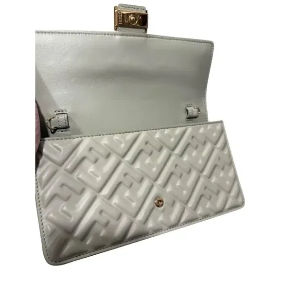 Fendi Wallet on Chain Baguette FF Leather Sage Green Crossbody Shoulder Bag - Picture 4 of 14